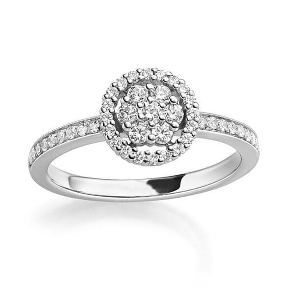 Verlobungsring Weißgold 750 Brillant zus.0,319 ct. tw, vs Rubin RU-1828-1