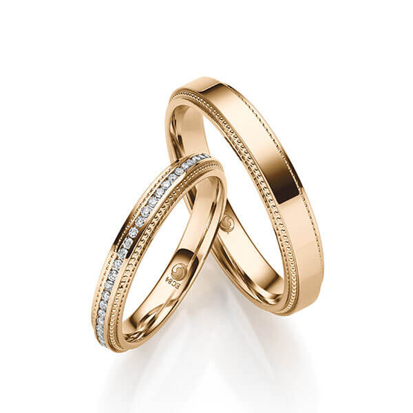 Paar Trauringe / Eheringe Roségold 375/- zus. 0,140 ct, tw, si - RU-1700-4