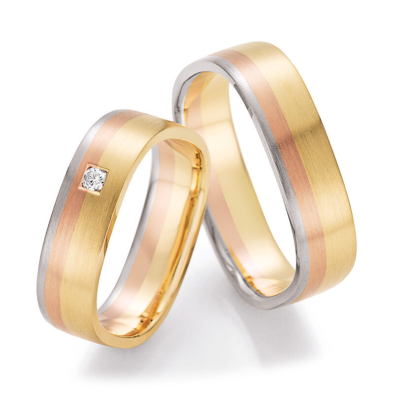 Trauringe Tricolor Sunrise Ruesch 66/44030 & 66/44040 Brillant