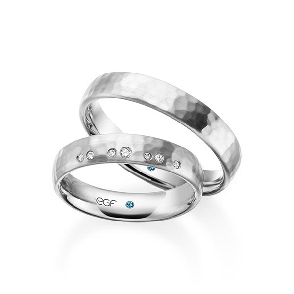 egf Trauringe Palladium Hammerschlag matt Brillant F-1352-8