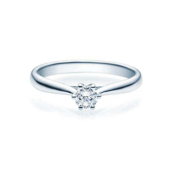 Verlobungsring Solitär Brillant 6er Krappe Weißgold Rubin RU-1504