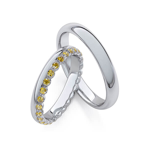 Trauringe Memoire Graugold 375 Gold zus. 0,540 ct. Rubin RU-1761