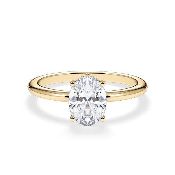 Verlobungsring Gelbgold 750/- zus. 1,050 ct, LAB - e, vs2 & tw, vs - RU-1902-27