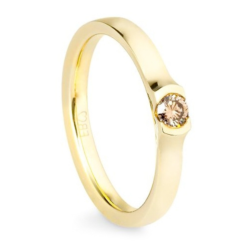 Verlobungsring BR201-9 Gelbgold mit braunen Diamanten