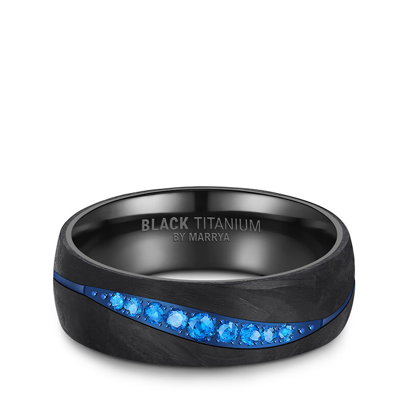 Eheringe Black Titanium Blue Ocean Zirkonia Marrya BT-17