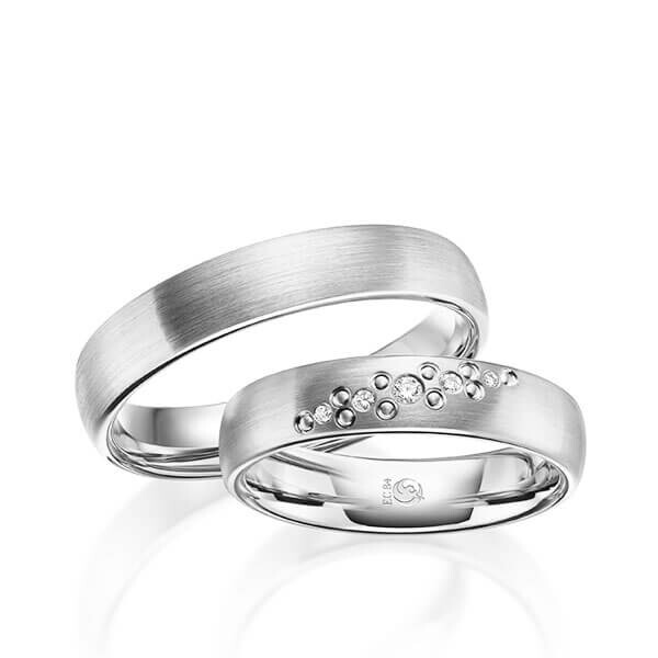 Paar Trauringe / Eheringe Weißgold 333/- zus. 0,046 ct, tw, si - RU-1636-1