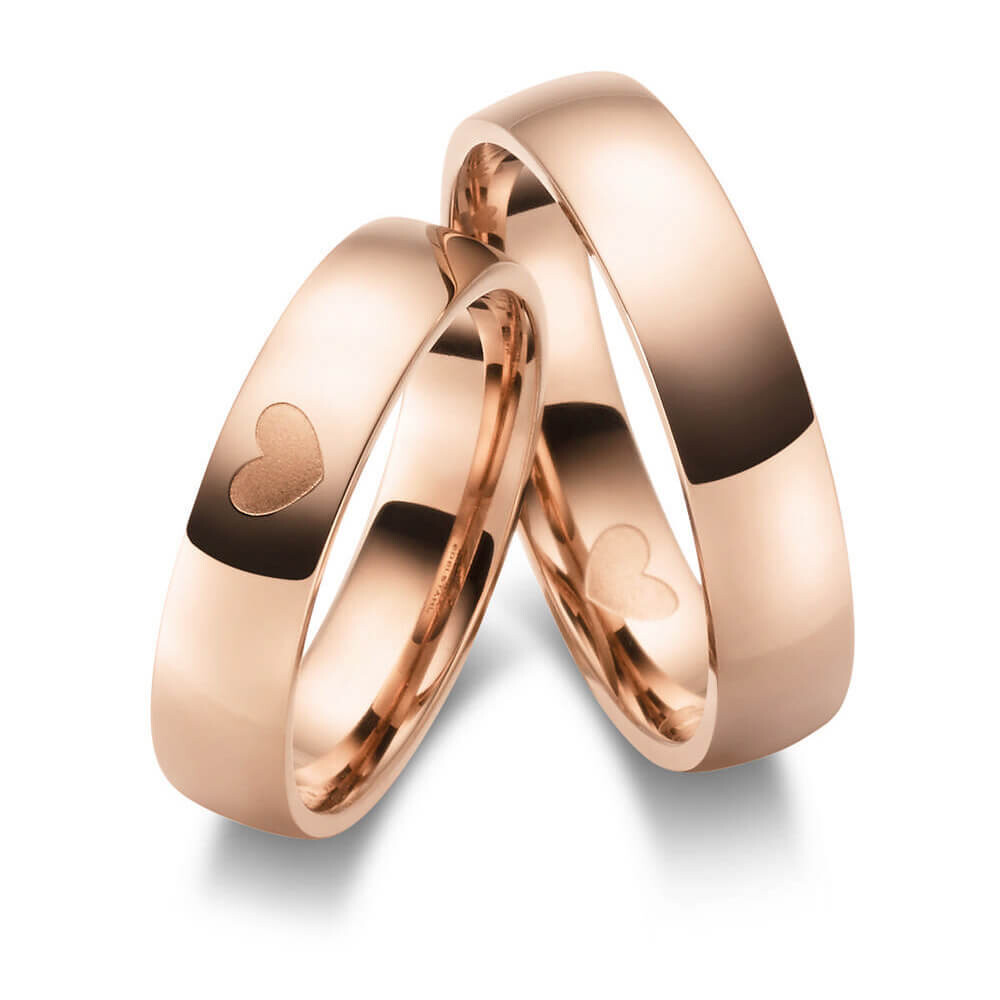 Partnerringe Edelstahl Roségold plattiert Herz Zirkonia Marrya ES-31