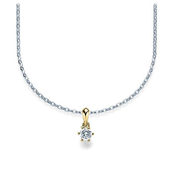 Collier Weißgold 585 Gelbgold 585 Brillant zus. 0,100 ct, tw, si Rubin RU-1576-8
