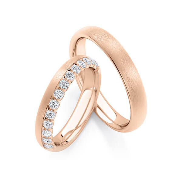 Trauringe Memoire Rotgold 333 Diamant zus. 0,390 ct. tw, si Rubin RU-1759