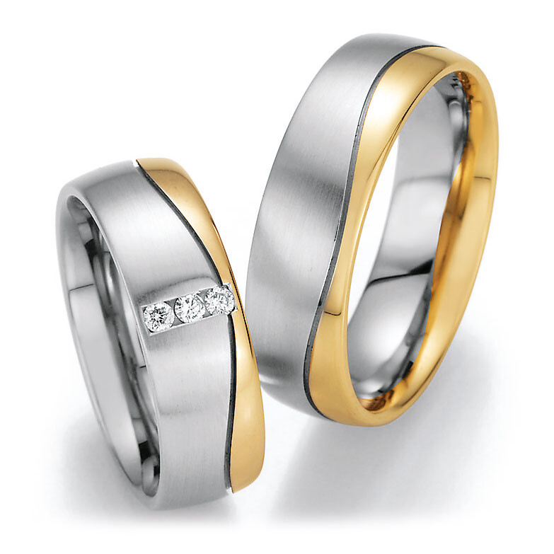 Trauringe Weißgold Gelbgold Brillant Ruesch  66/40070 & 66/40080