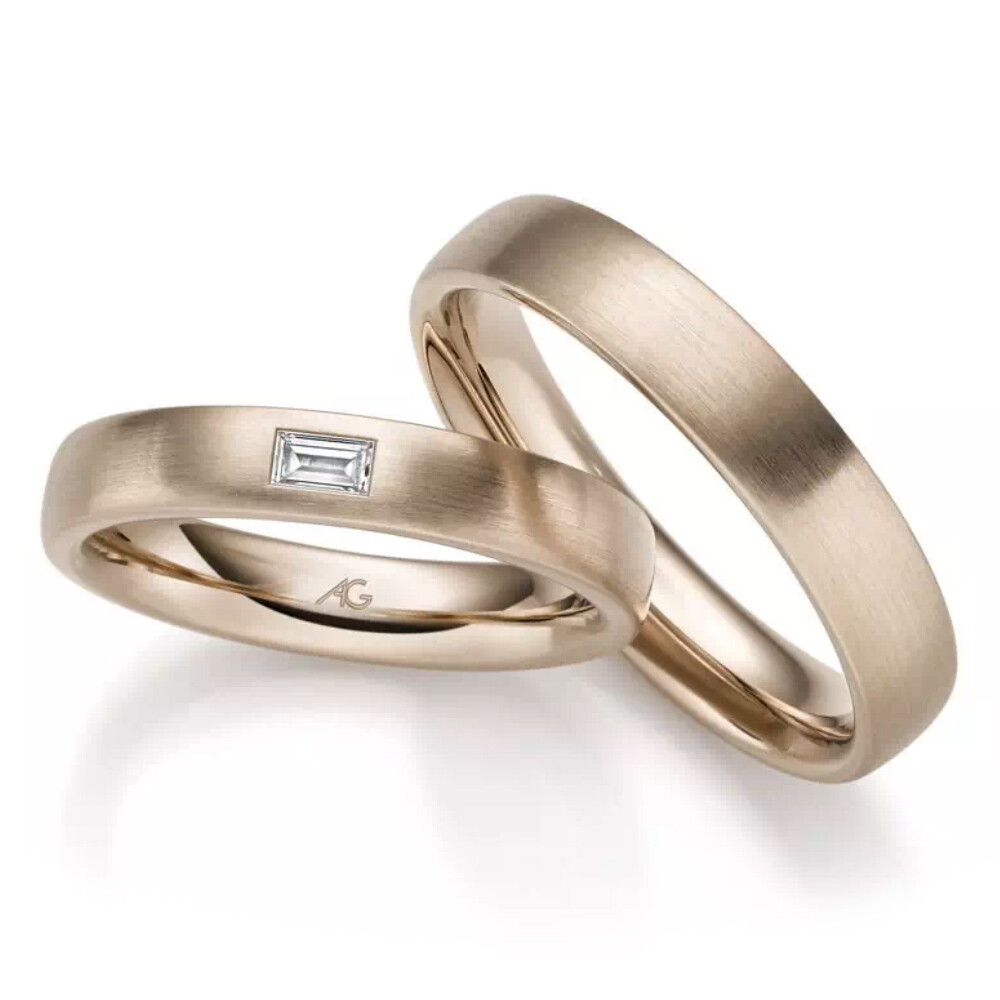 Gerstner Trauringe Haselnussgold Fantasie Baguette 4/31303/4 & 31303/4.5