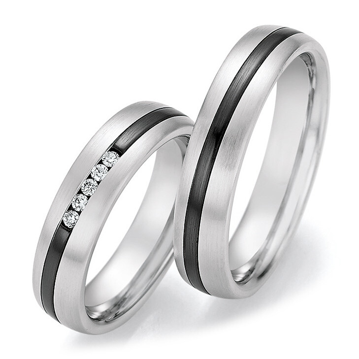 Collection Ruesch Trauringe Bicolor 14/10110 & 14/10120 Weißgold Zirconium