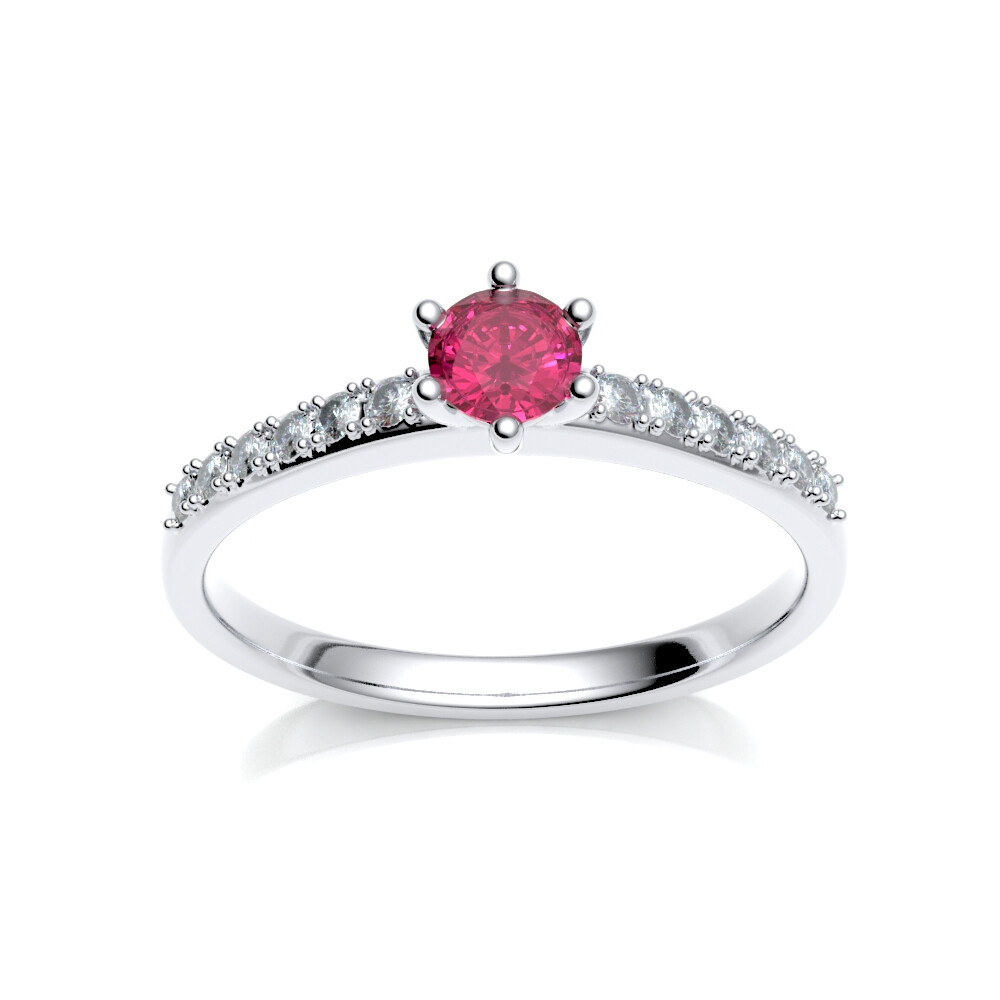 Verlobungsring Pavé aus Silber 925 Rubin Zirkonia 503694