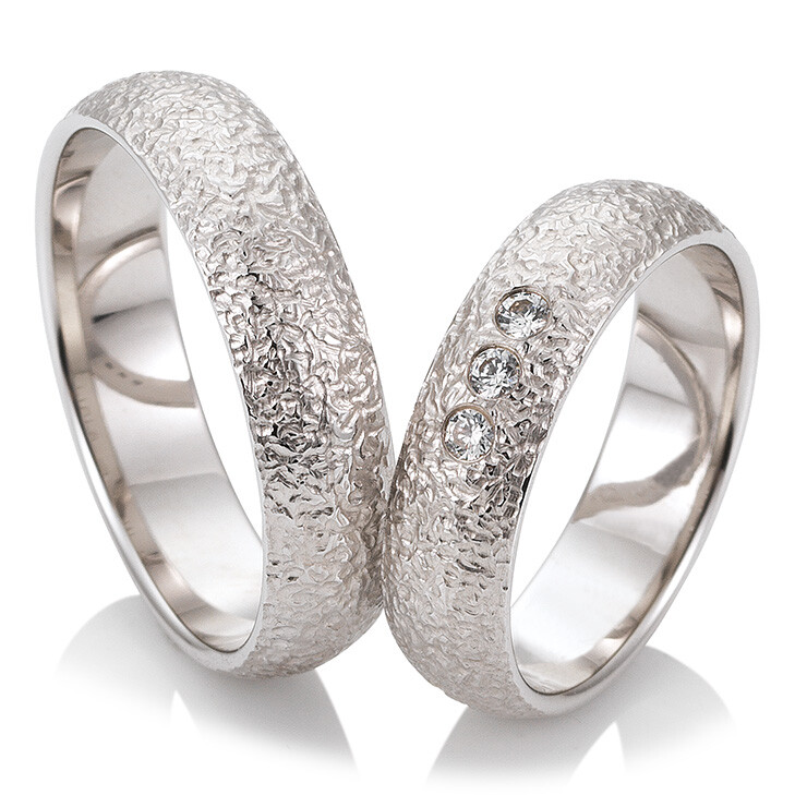 Trauringe Weißgold Joy Breuning 48/04513 & 48/04514 strukturiert