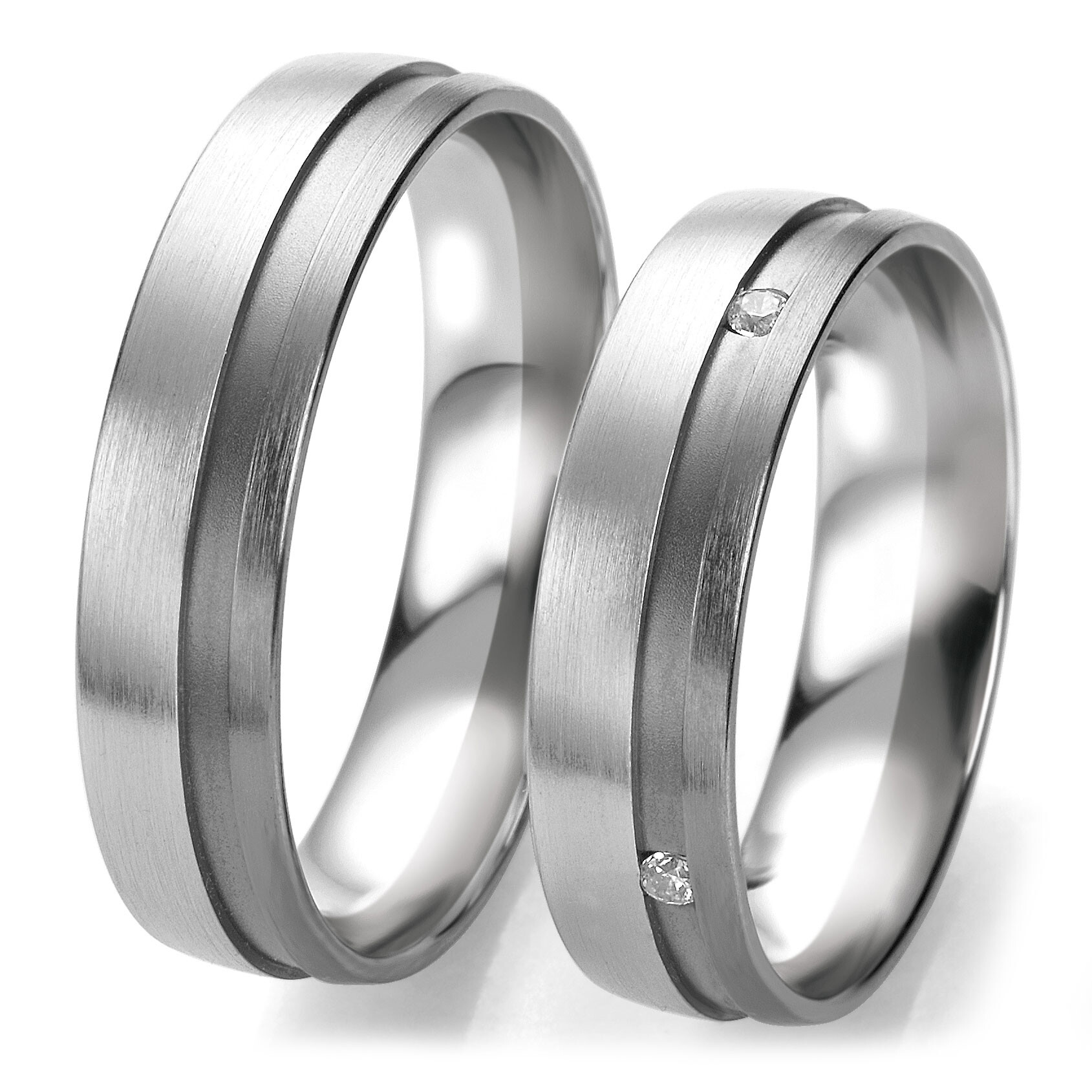 Breuning Trauringe 48/06307 & 48/06308 Weißgold & Graugold