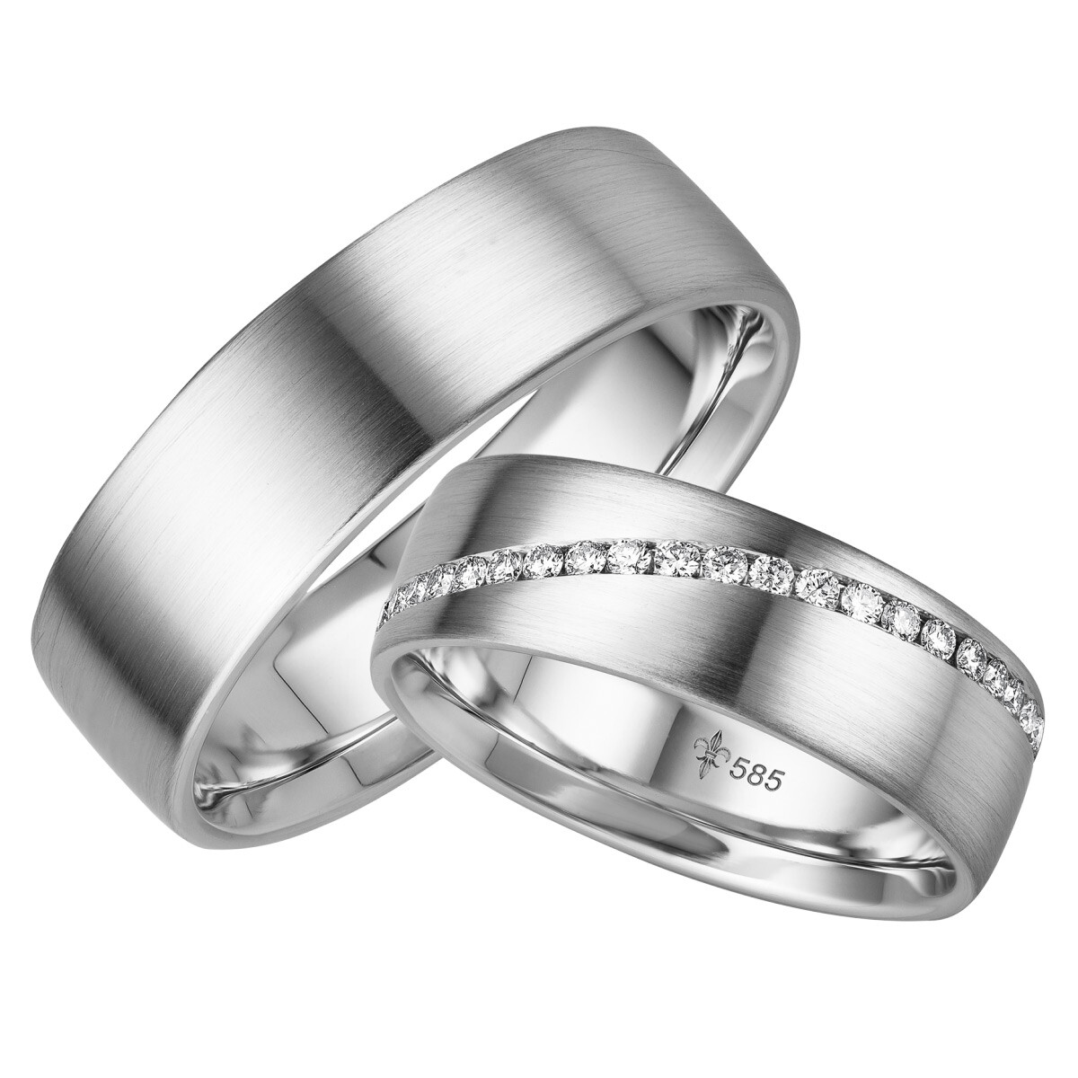 Giloy Trauringe Amélie Weißgold TR-0-00015 & TR-1-00015