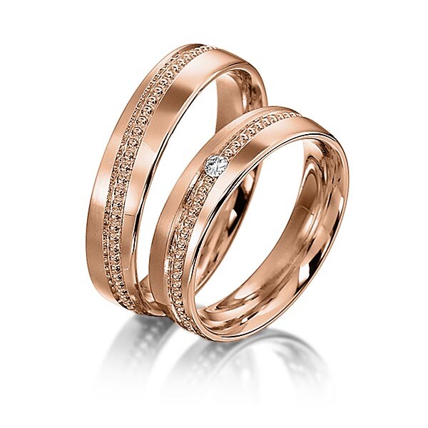 Sickinger Trauringe Rotgold Perlfuge Brillant SC-1139-2