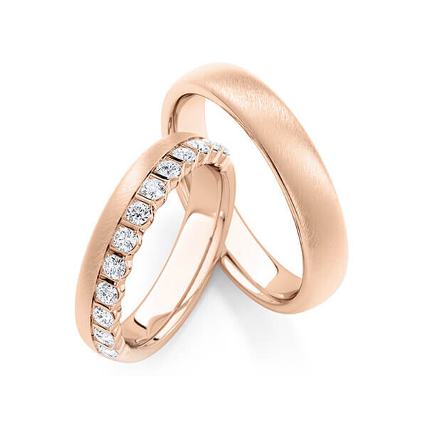 Trauringe Memoire Rotgold 333 Brillant zus. 0,560 ct. tw, si Rubin RU-1768