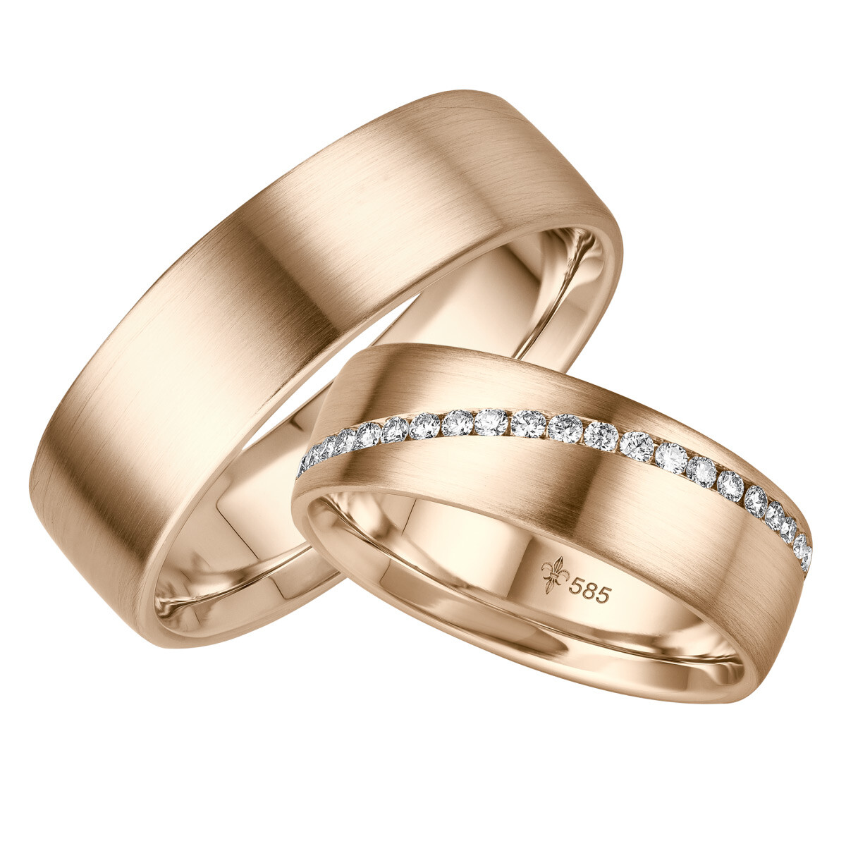 Giloy Trauringe Amélie Roségold TR-0-00015 & TR-1-00015