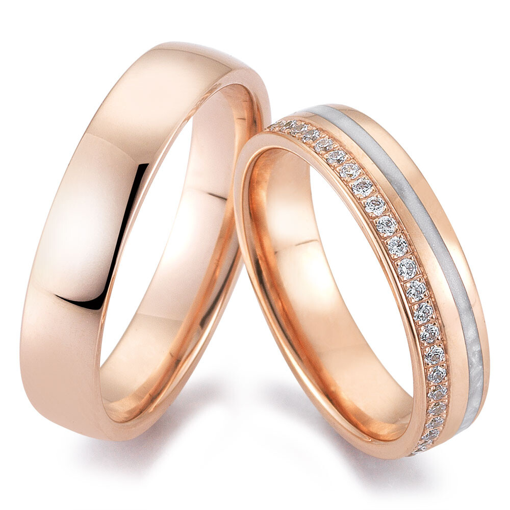 Trauringe Bicolor Janou Breuning 48/06557 & 48/06558 Rosegold mit Kaltemail