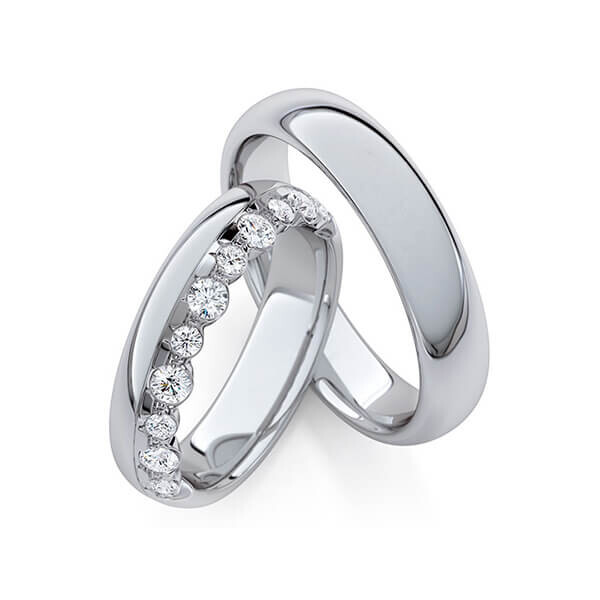 Trauringe Memoire Platin 600 Brillant zus. 0,475 ct. Skyblue Rubin RU-1763