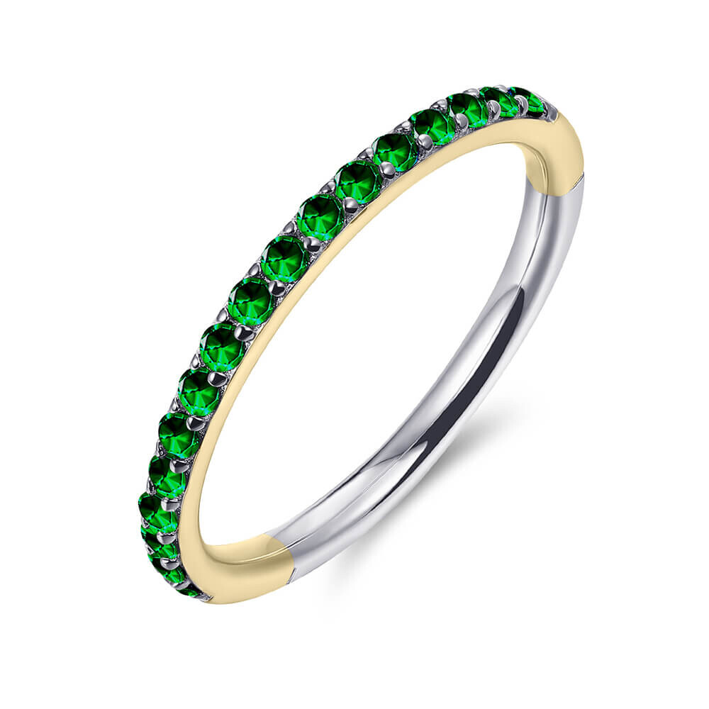 Stapelring Silber 925 Gold Zirkonia Grün Gisser R066YG