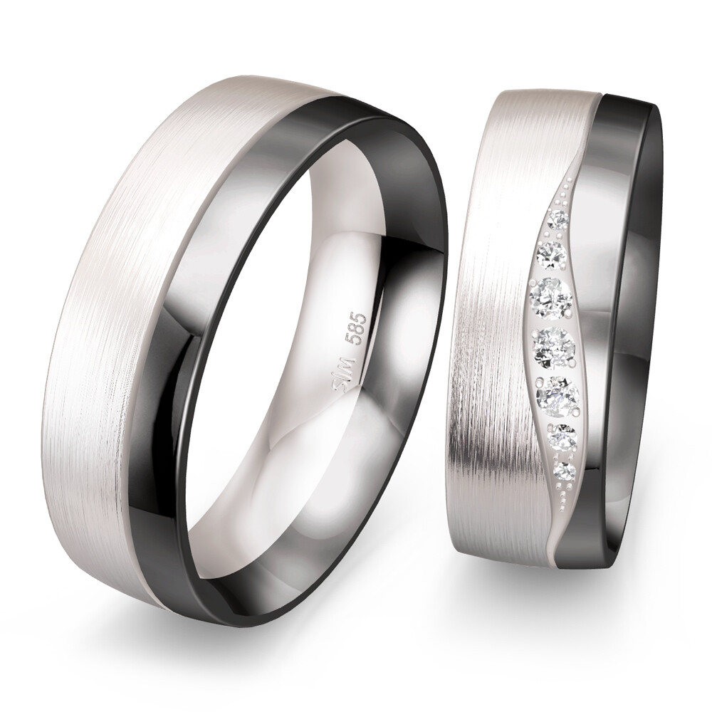 Saint Maurice Trauringe Weißgold & Graugold 49/83130 & 49/83131