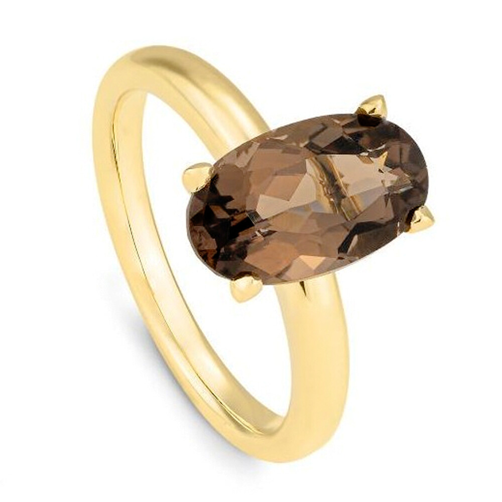 Goldring mit Rauchquarz in Oval-Form Breuning 42/300060