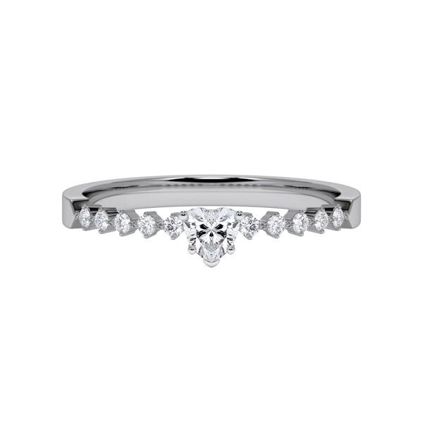 Verlobungsring Herz Diamant Graugold 750 & Platin 950 zus. 0,300ct. Rubin 1794
