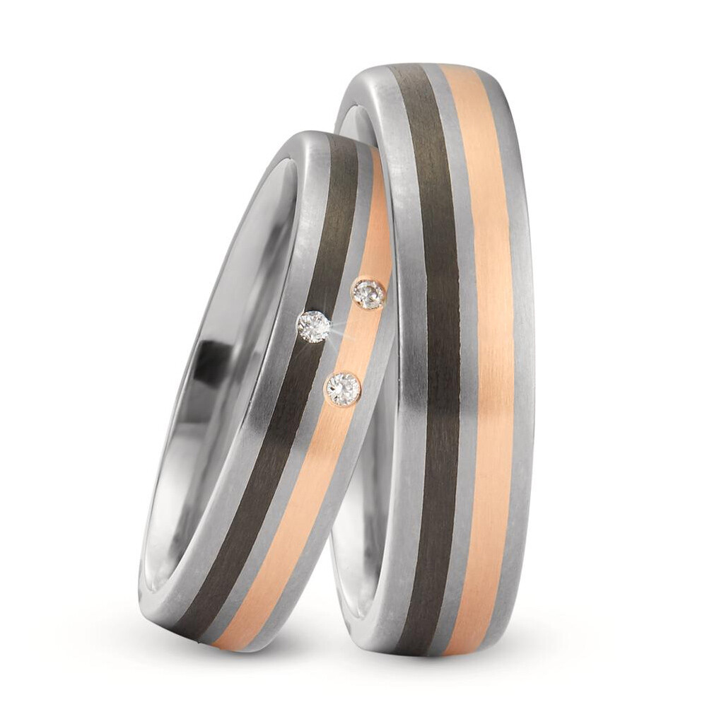 Trauringe Titan, Carbon Rotgold 750 Brillant TitanFactory 52698