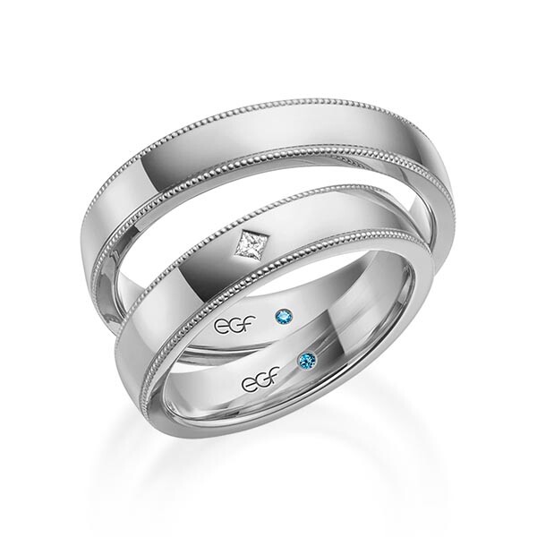 egf Trauringe Palladium-Silber Perlfuge Prinzess F-1313-3