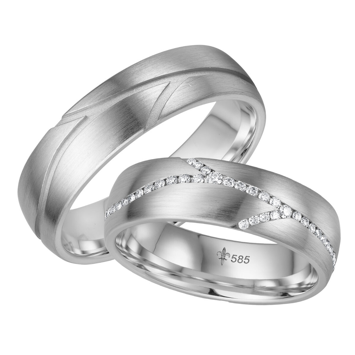 Giloy Trauringe Murielle Weißgold TR-0-00017 & TR-1-00017