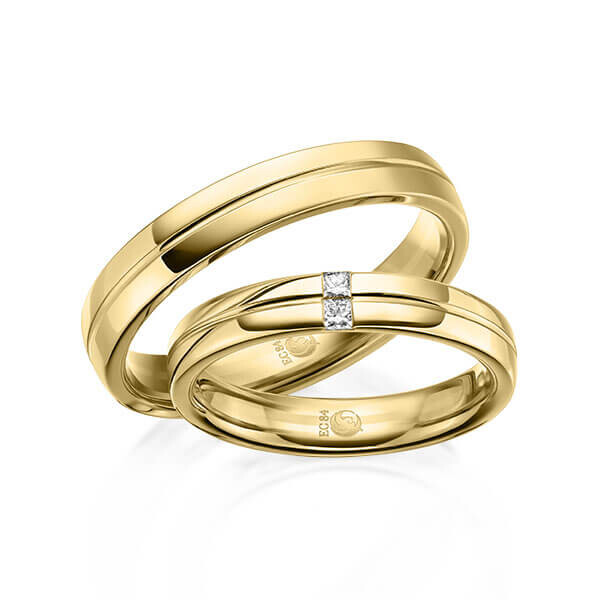 Paar Trauringe / Eheringe Gelbgold 333/- zus. 0,060 ct, tw, si - RU-1615-5