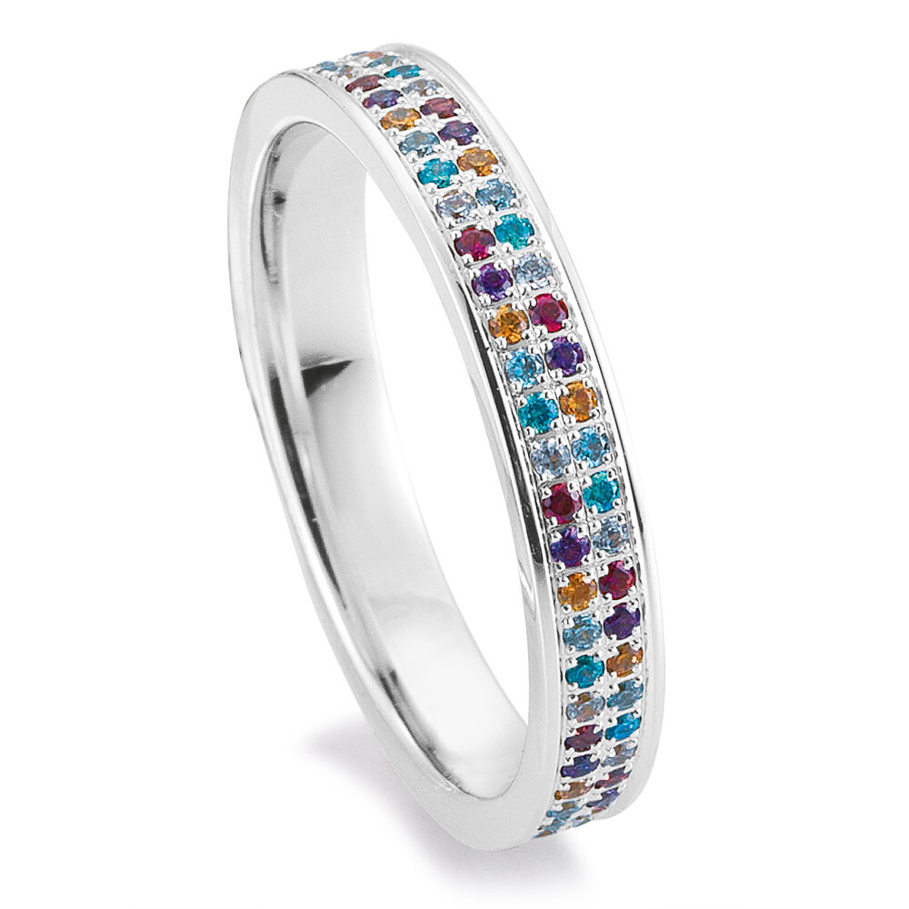 Verlobungsring Weißgold Breuning 48/06467 mit farbigen Brillanten