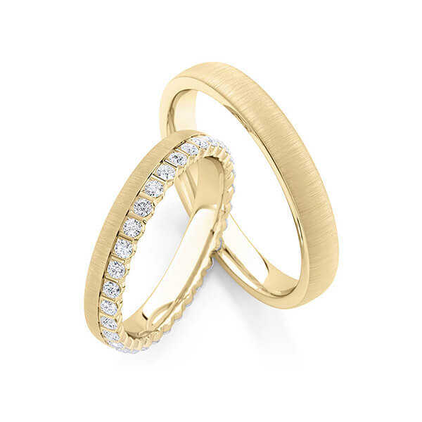 Paar Trauringe / Eheringe Gelbgold 333/- zus. 0,660 ct, tw, si - RU-1767-2