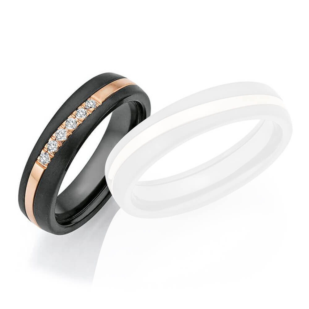 Damenring Surfing Colors Zirkonium & Roségold Ruesch 14/20010