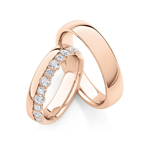 Paar Trauringe / Eheringe Rotgold 333/- zus. 0,570 ct, tw, si - RU-1769-3