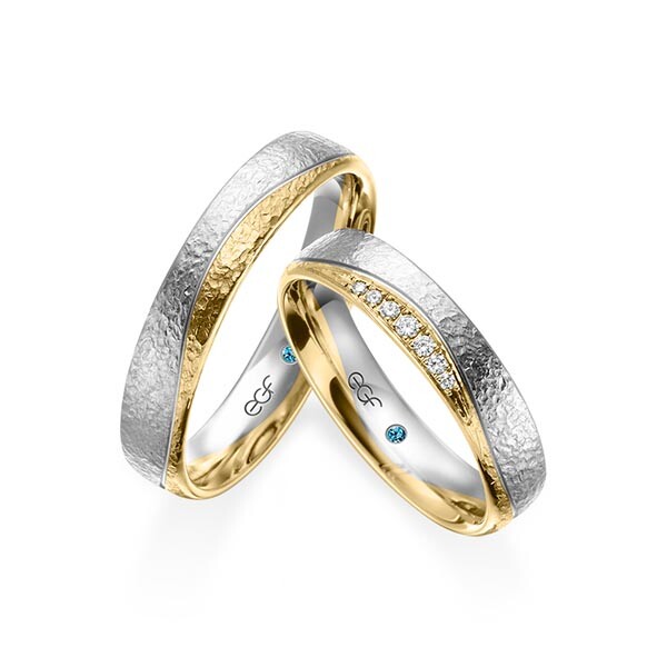 egf Trauringe Bicolor Gelbgold & Graugold Crushed Brillant F-1351-1