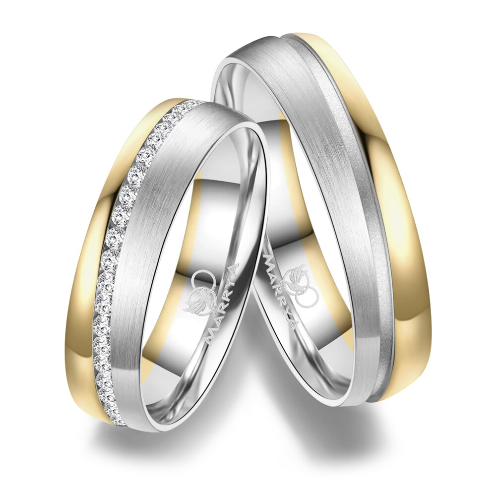 Trauringe Partnerringe Gelbgold 333 & Weißgold 333 Marrya GO-42