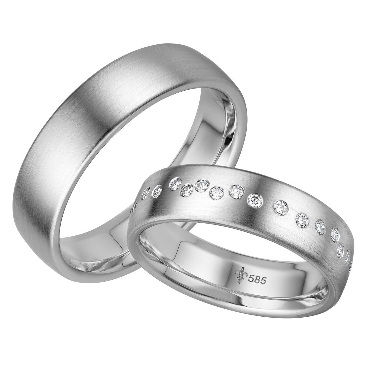 Giloy Trauringe TR-0-00028 & TR-1-00028 Blanche Weißgold