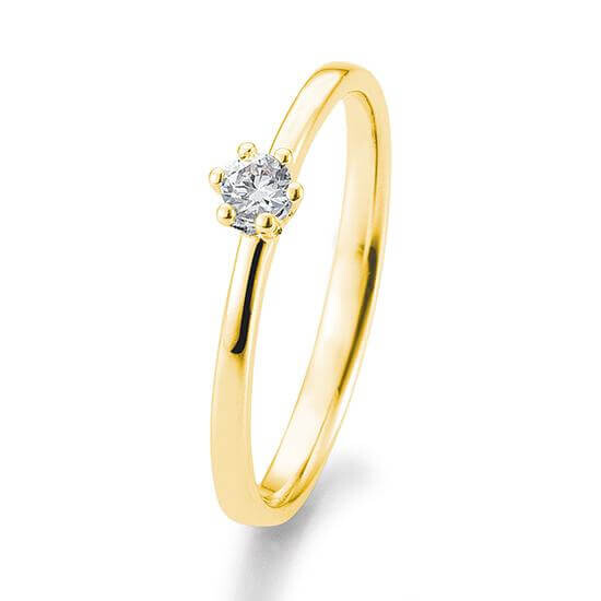 Verlobungsring Solitär 6er Krappe Gelbgold BR107-4 Brillant