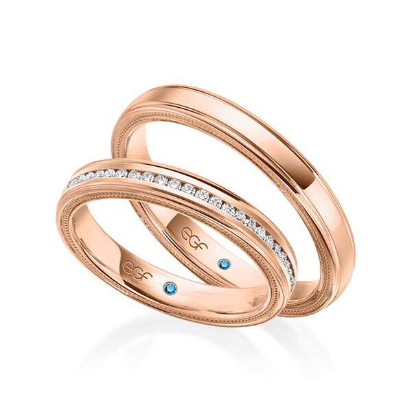 egf Trauringe Rotgold Perlfuge Brillant F-1314-5