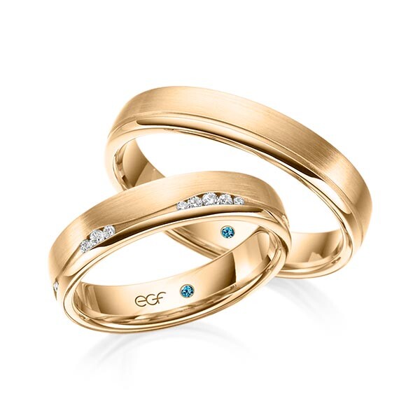 egf Trauringe Roségold Mattfuge Brillant F-1325-1