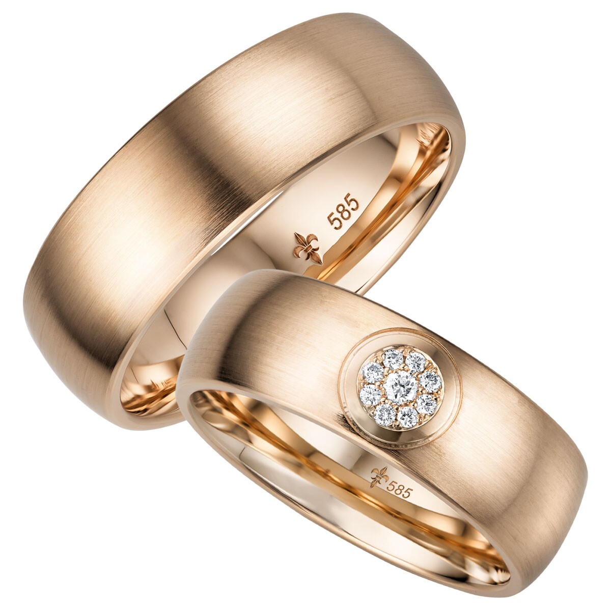 Giloy Trauringe Mila aus Roségold Flower Brillant