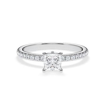 Diamantring Veiled Halo Lab-Grown Prinzess-Diamant Weißgold Rubin RU-1895