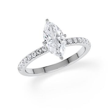 Ring Veiled Halo Marquise Diamant Weißgold Rubin 1892