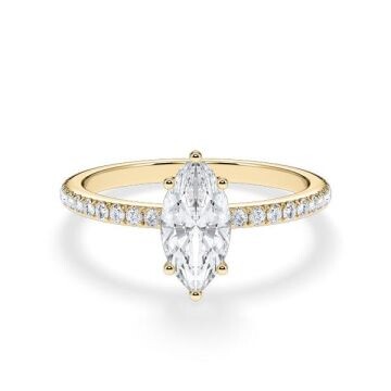Verlobungsring Hidden Halo Lab-Grown Marquise-Diamant Gelbgold Rubin RU-1901