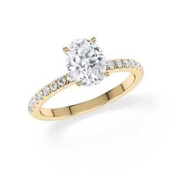 Ring Veiled Halo Oval Diamant Gelbgold Rubin 1983