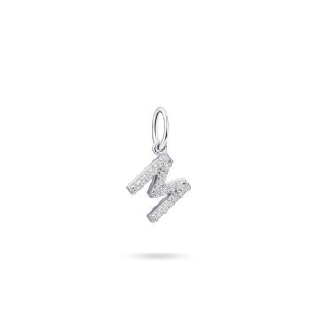 M - Initialen Anhänger Zirkonia Silber rhodiniert P1080-M