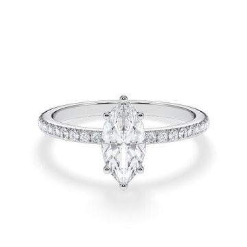 Verlobungsring Hidden Halo Lab-Grown Marquise-Diamant Weißgold Rubin RU-1901